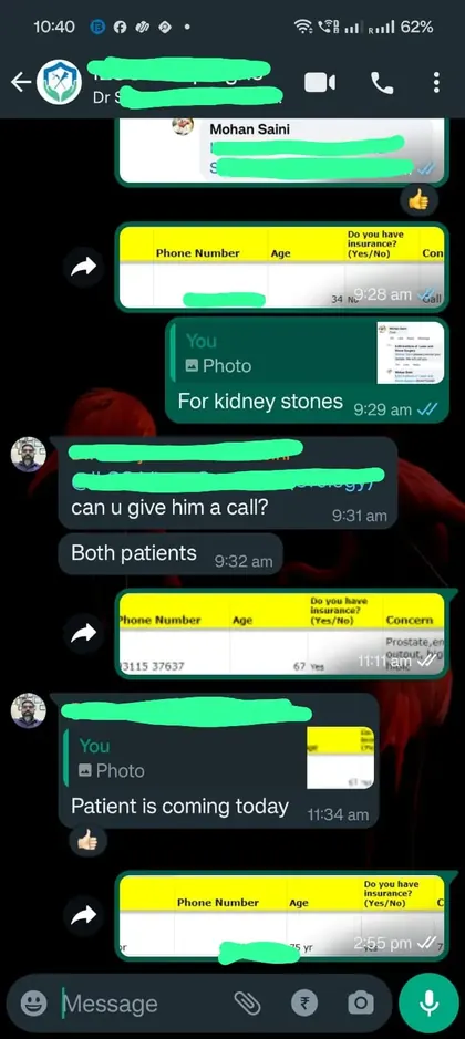 Client WhatsApp message about campaign performance